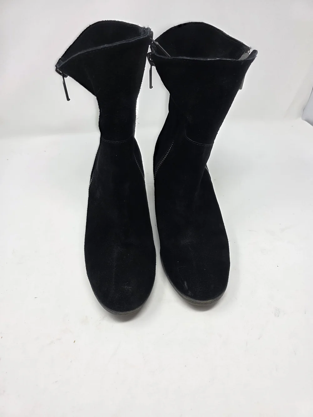 Adam Tucker by Me Too Black Suede Ankle Boots Women’s 7.5M Side Zip Foldover
